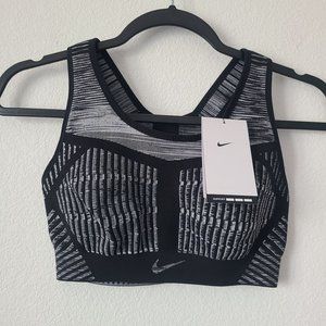Nike F/E NOM Flyknit High Support Unpadded Sports Bra AJ4047-014 Size S Black Gr